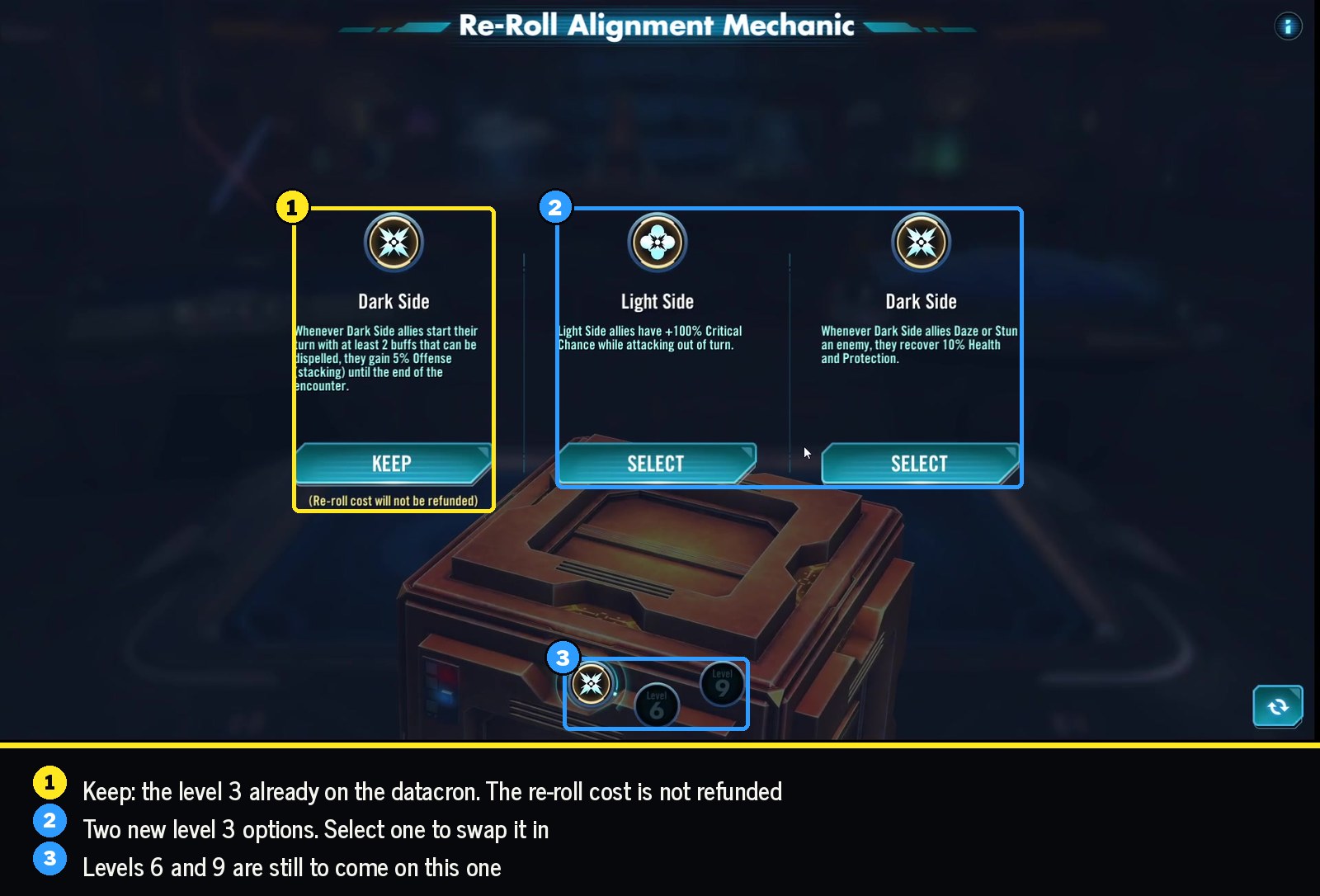 Re-Roll Alignment Mechanic on level 3