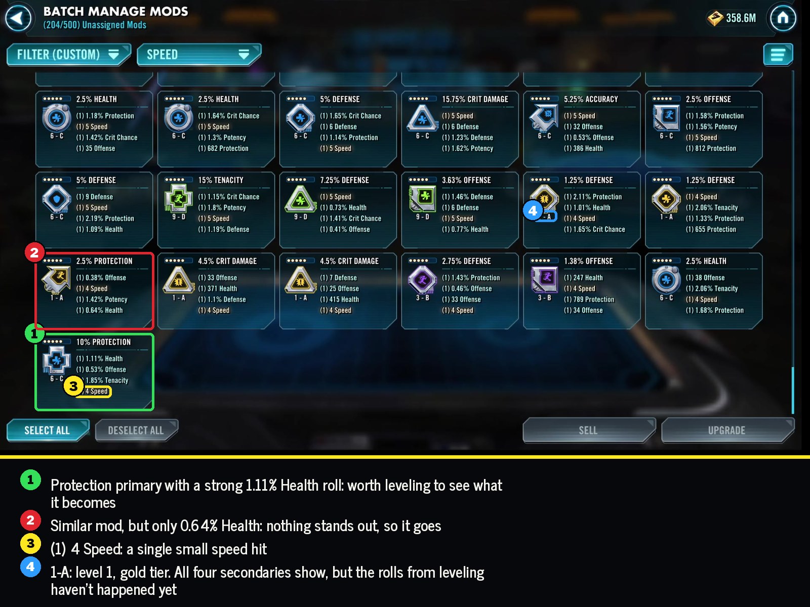 Low speed mods: which one is worth leveling and which one goes